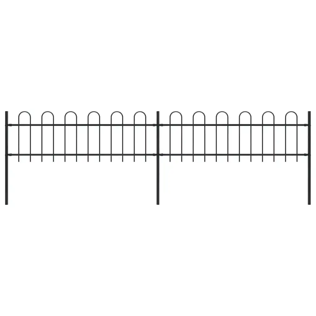 Garden Fence with Hoop Top Steel 3.4 m Black 277639