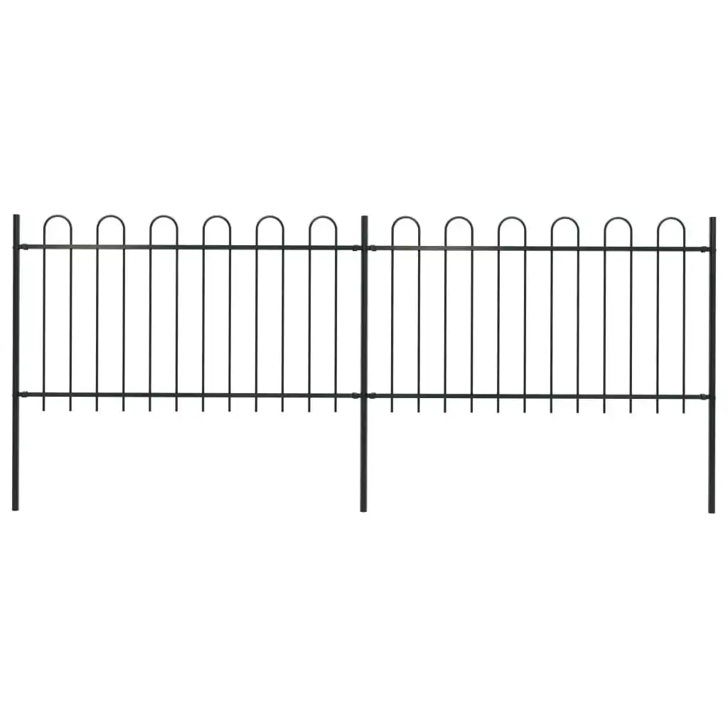 Garden Fence with Hoop Top Steel 3.4 m Black 277657