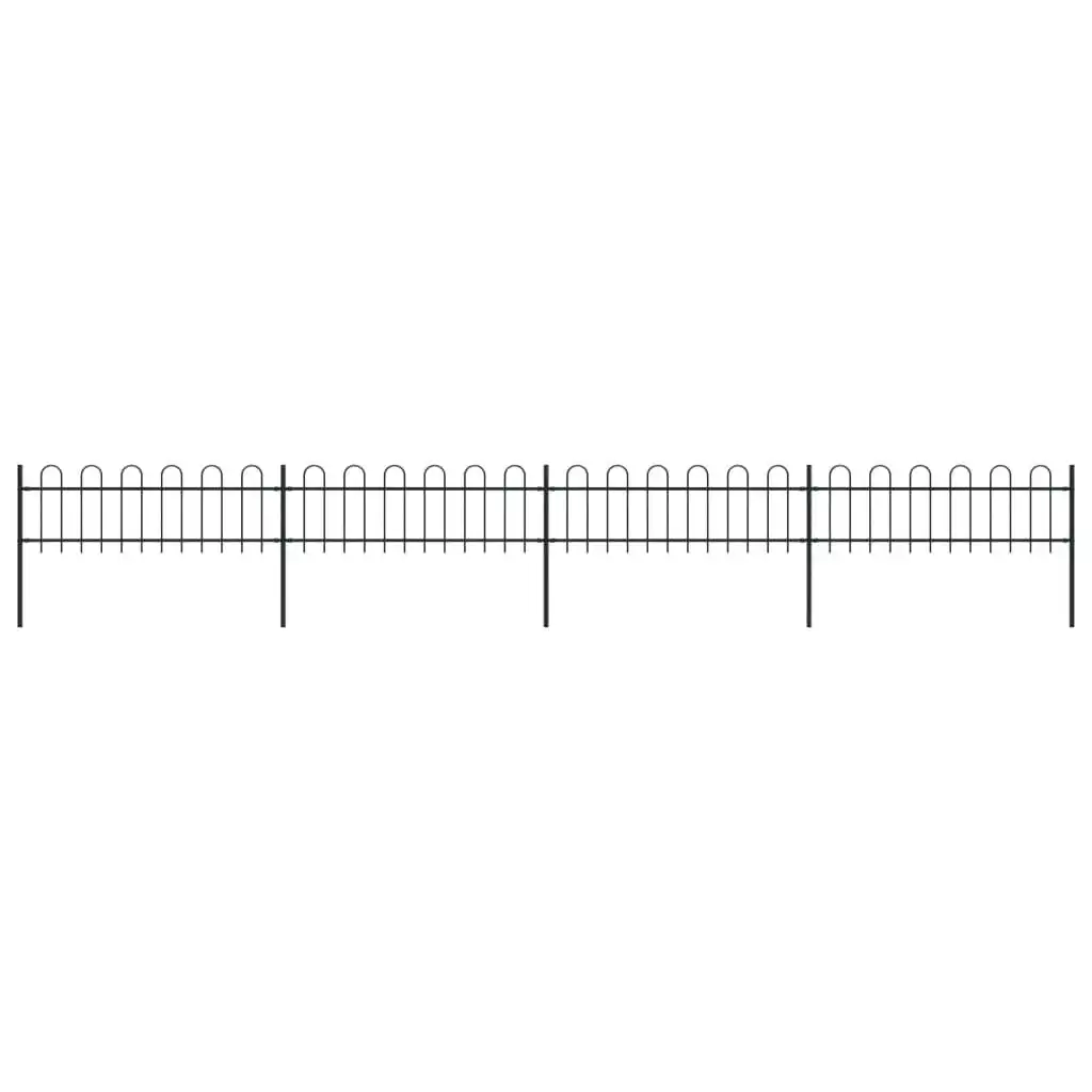 Garden Fence with Hoop Top Steel 6.8 m Black 277641