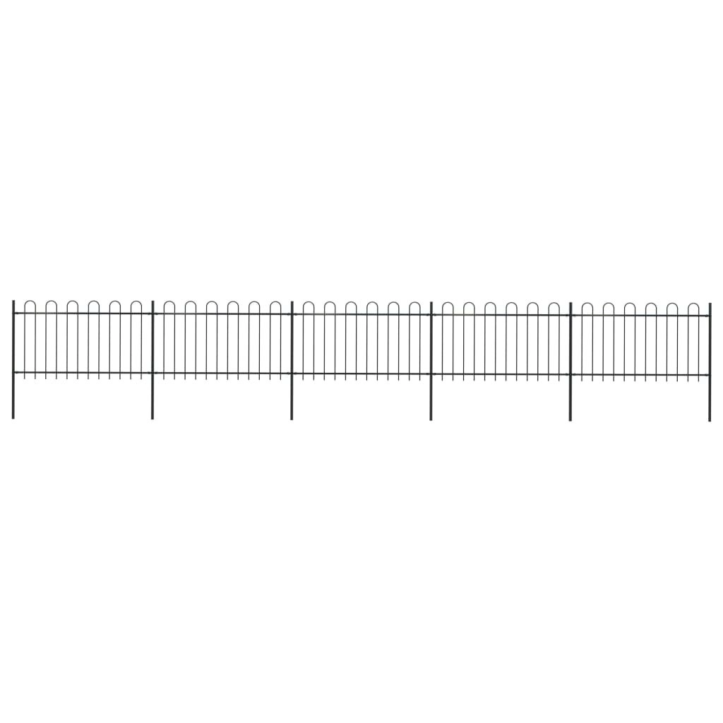 Garden Fence with Hoop Top Steel 8.5 m Black 277660