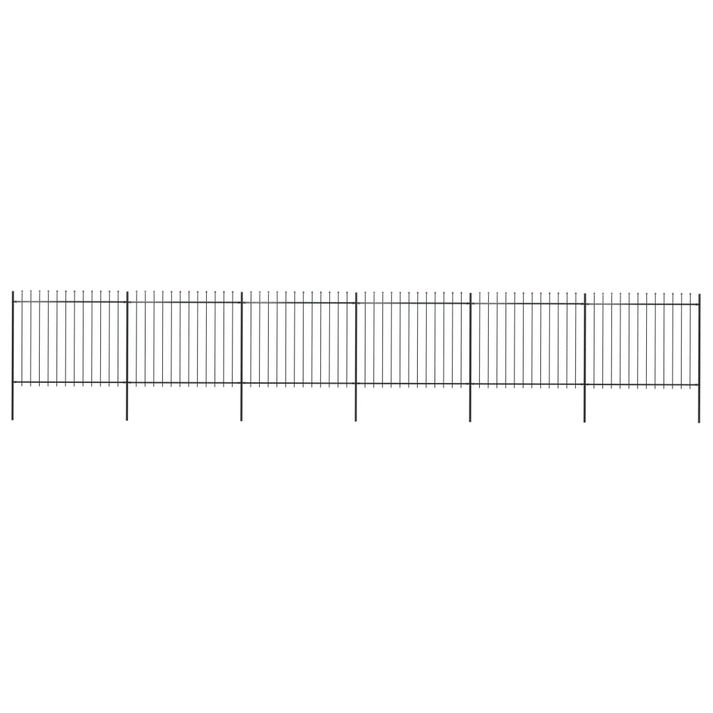 Garden Fence with Spear Top Steel 10.2 m Black 277634