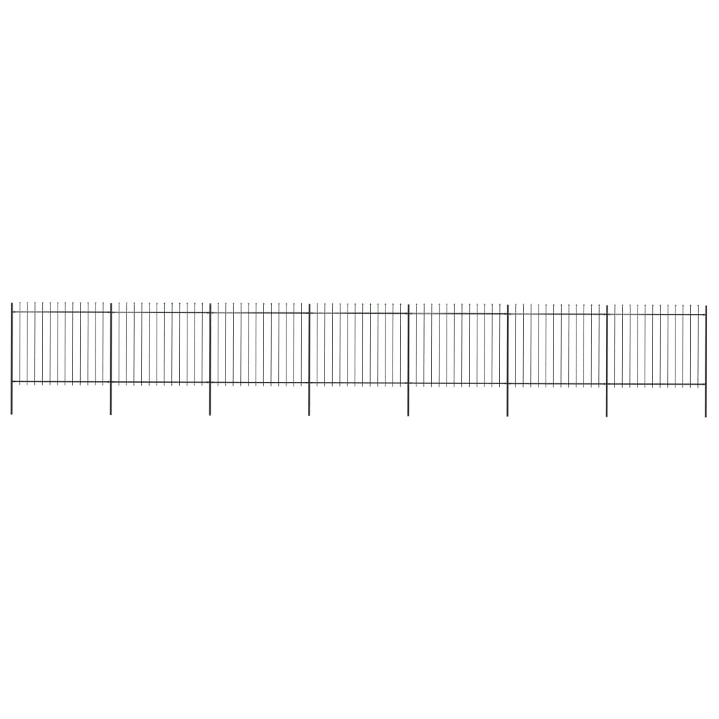 Garden Fence with Spear Top Steel 11.9 m Black 277635