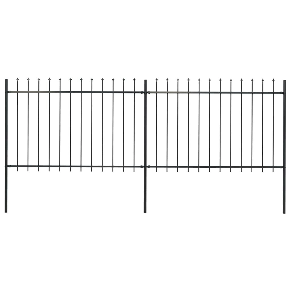 Garden Fence with Spear Top Steel 3.4 m Black 277621