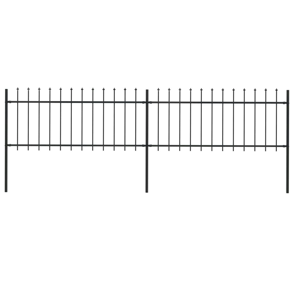 Garden Fence with Spear Top Steel 3.4 m Black 277603