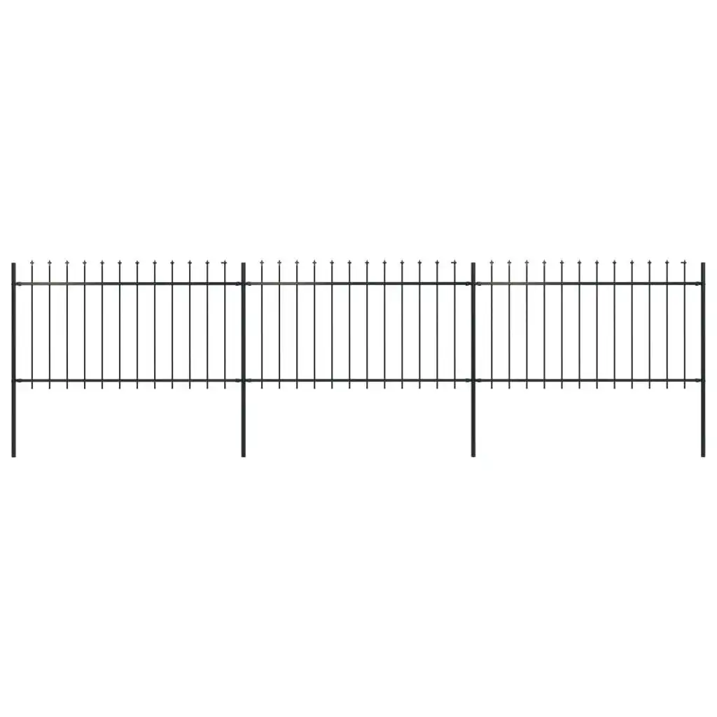 Garden Fence with Spear Top Steel 5.1 m Black 277613