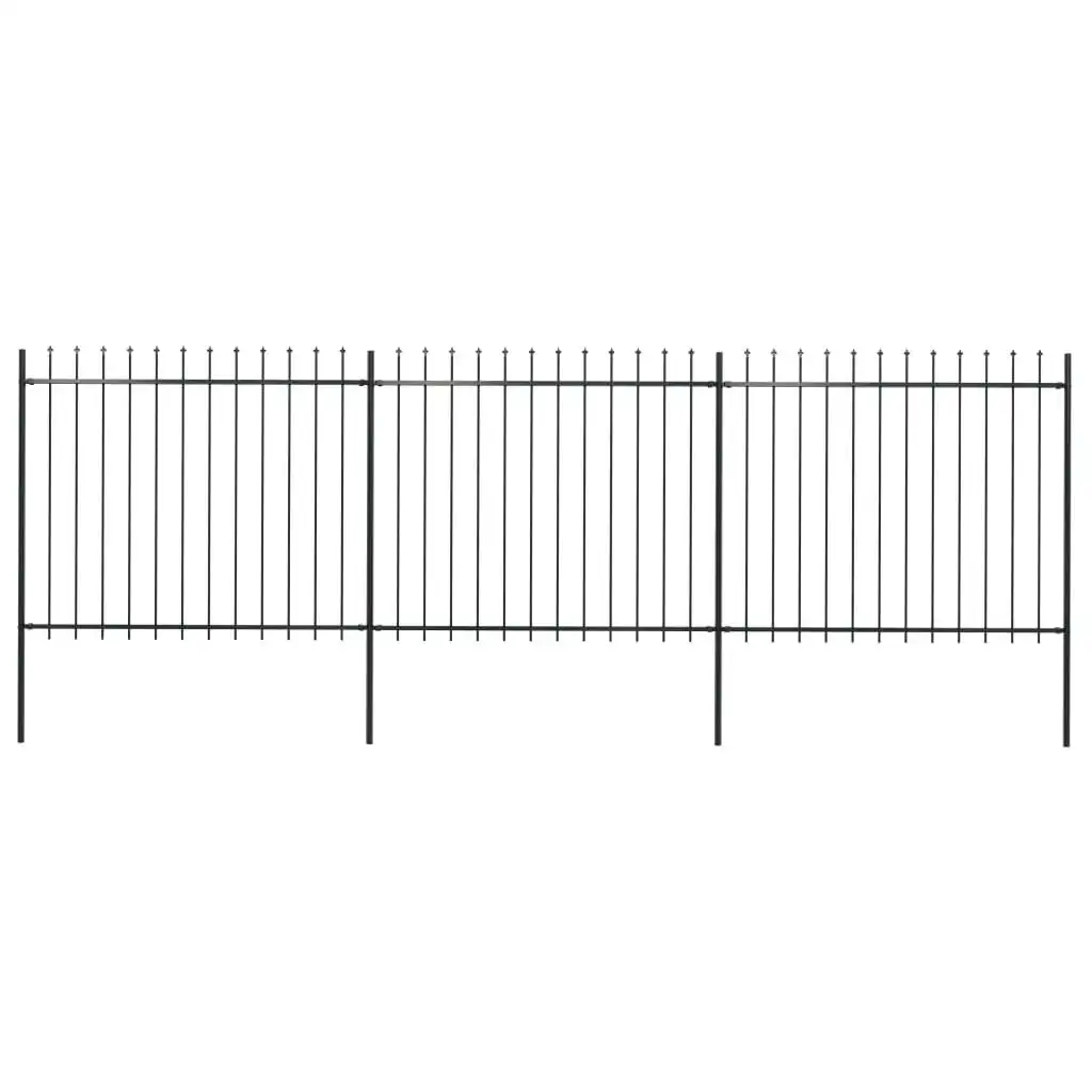 Garden Fence with Spear Top Steel 5.1 m Black 277631