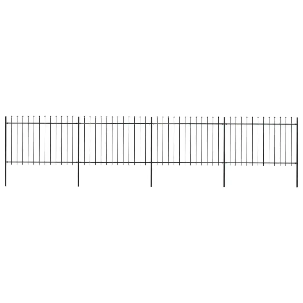 Garden Fence with Spear Top Steel 6.8 m Black 277623