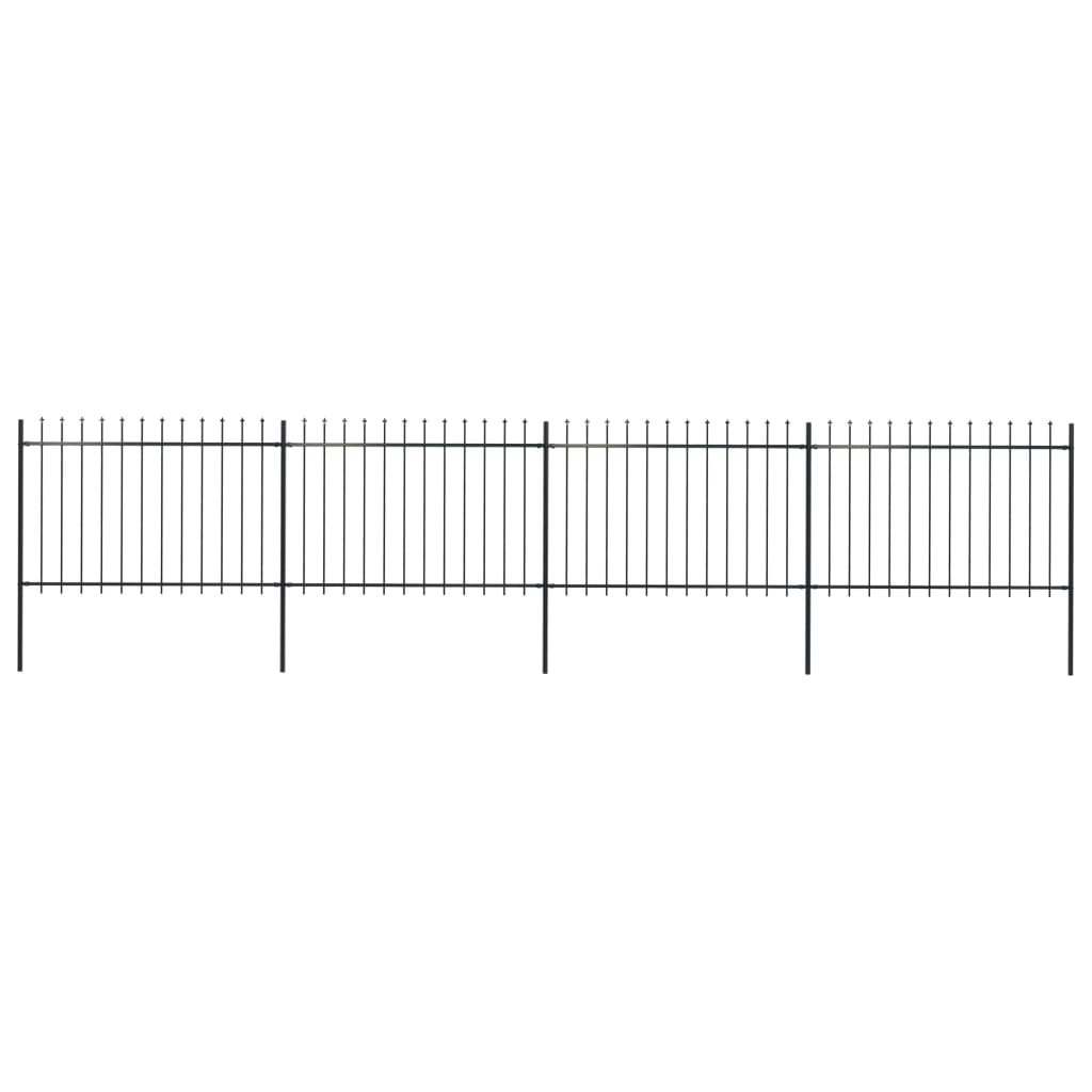 Garden Fence with Spear Top Steel 6.8 m Black 277623