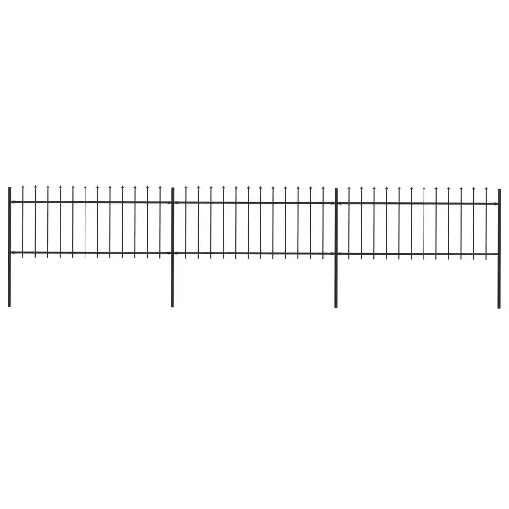 Garden Fence with Spear Top Steel 5.1 m Black 277604