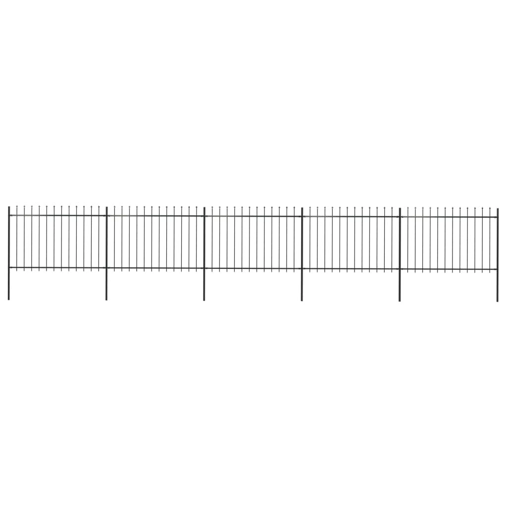 Garden Fence with Spear Top Steel 8.5 m Black 277624