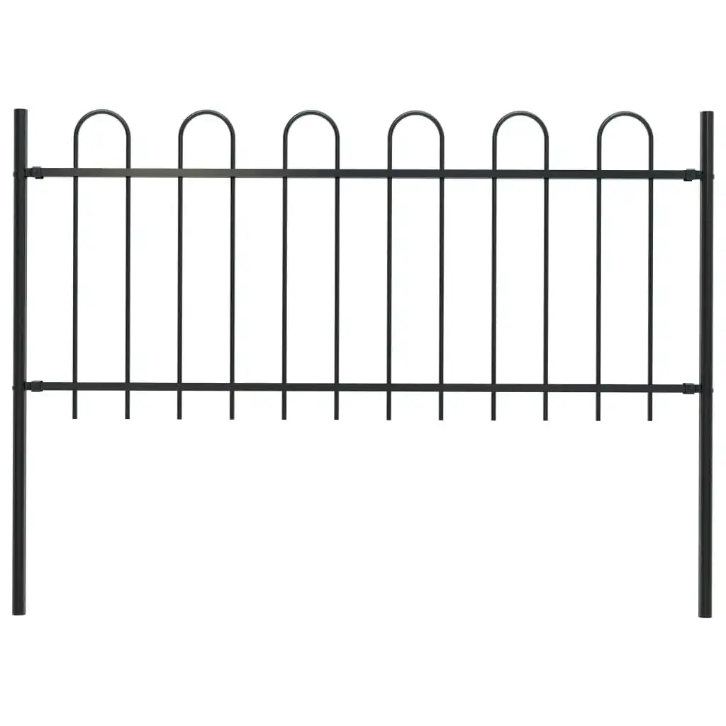 Garden Fence with Hoop Top Steel 1.7x1 m Black 144930