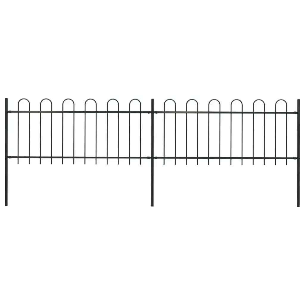 Garden Fence with Hoop Top Steel 3.4 m Black 277648