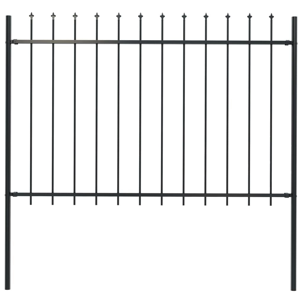 Garden Fence with Spear Top Steel 1.7x1.2 m Black 144926