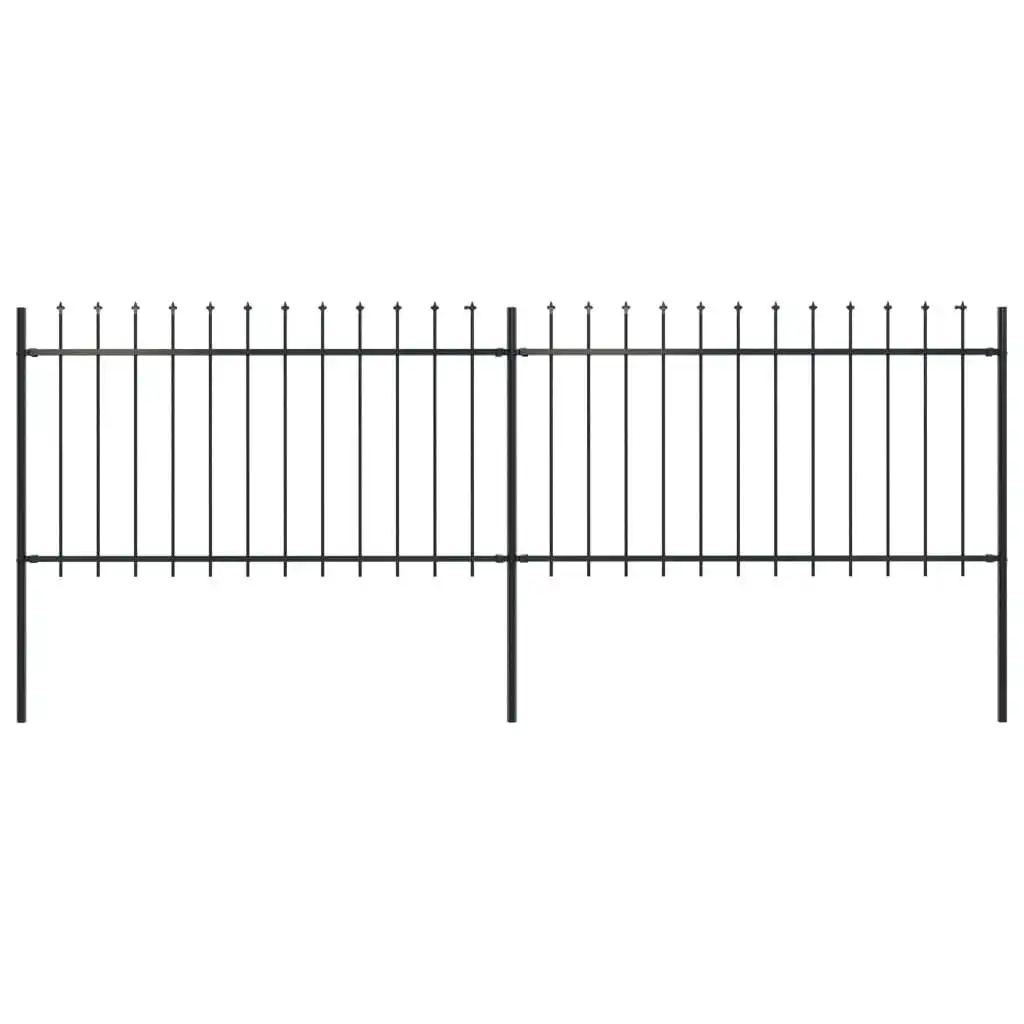 Garden Fence with Spear Top Steel 3.4 m Black 277612