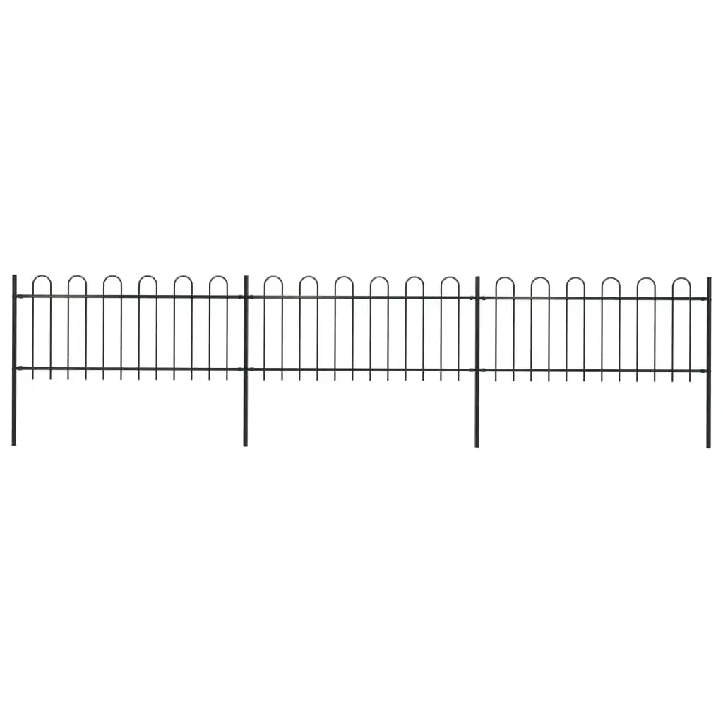 Garden Fence with Hoop Top Steel 5.1 m Black 277649