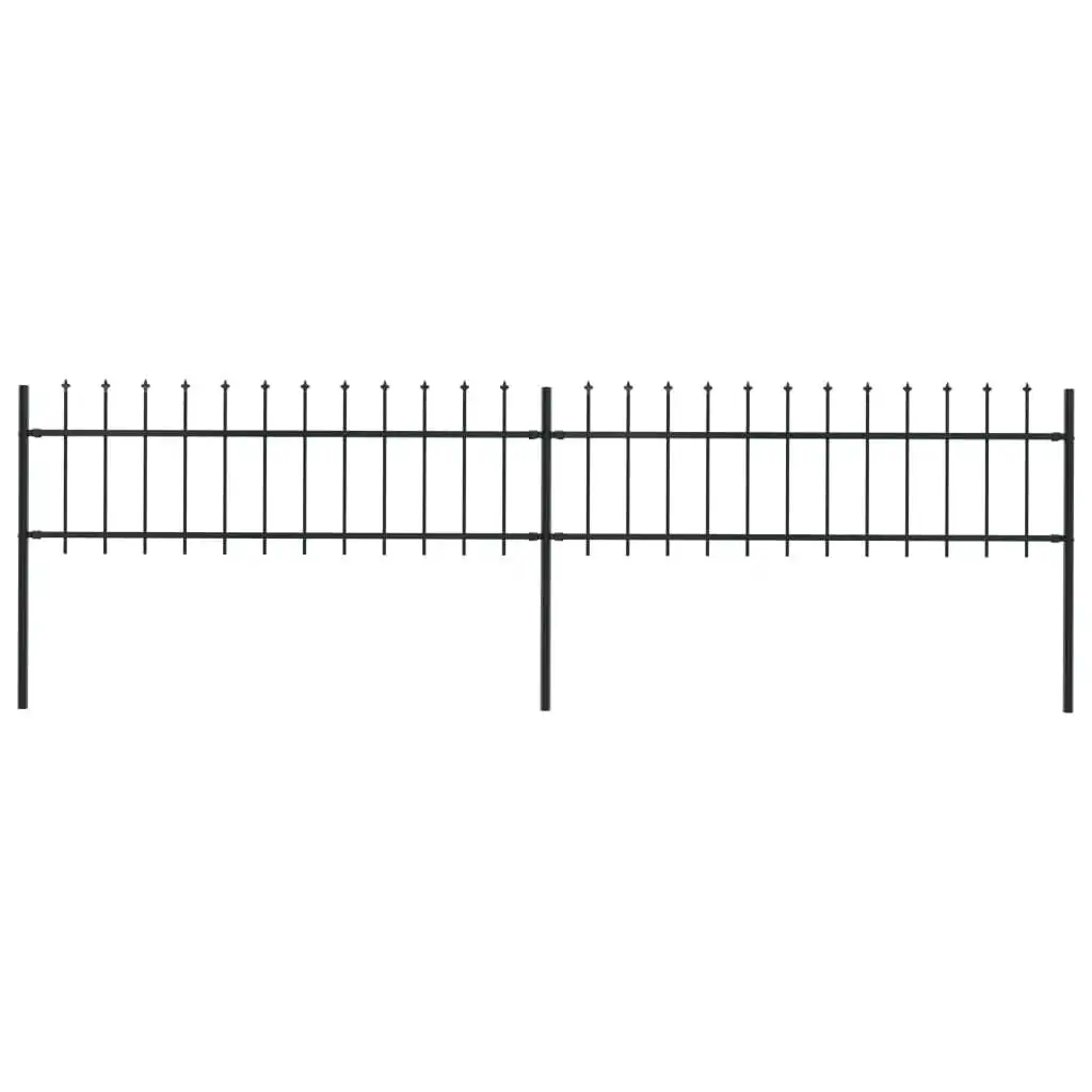 Garden Fence with Spear Top Steel 3.4 m Black 277594