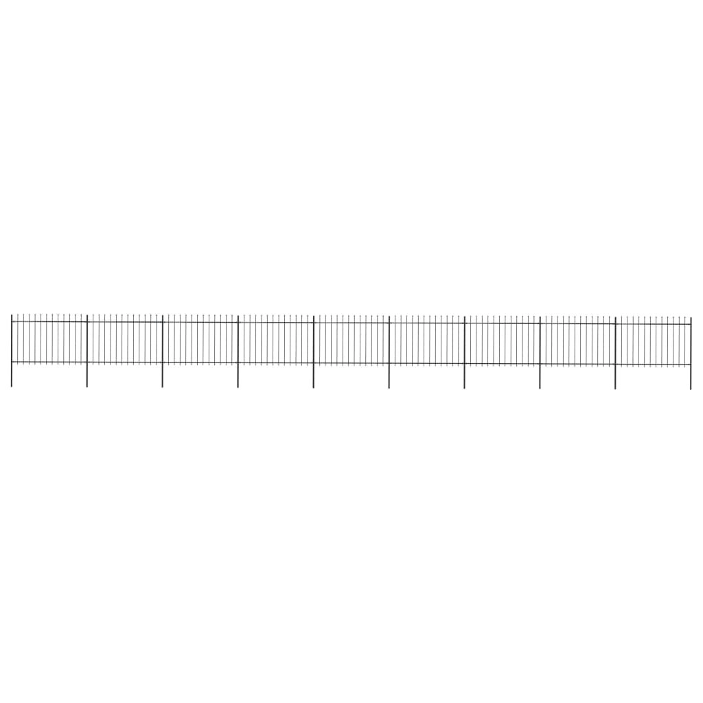 Garden Fence with Spear Top Steel 15.3 m Black 277628