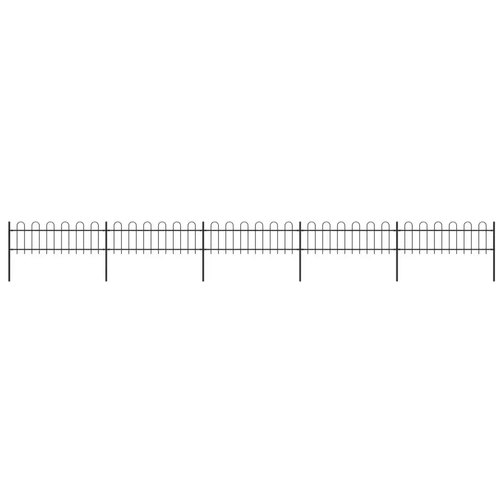 Garden Fence with Hoop Top Steel 8.5 m Black 277642