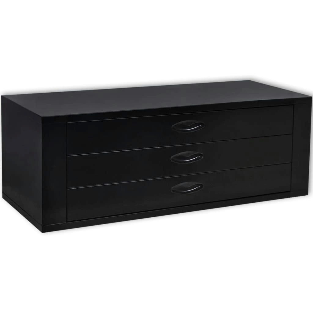 Metal Tool Chest 3 Drawers Black 20121