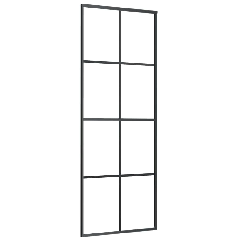 Sliding Door Black 76x205 cm ESG Glass and Aluminium 151666