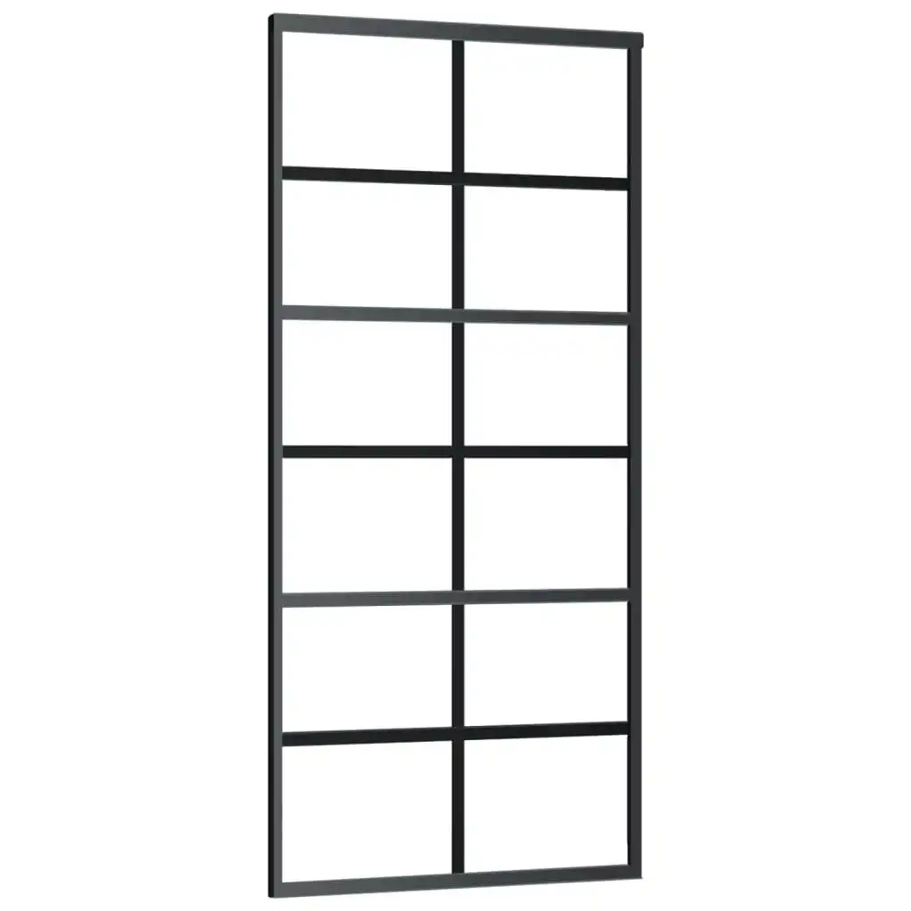 Sliding Door ESG Glass and Aluminium 90x205 cm Black 151018