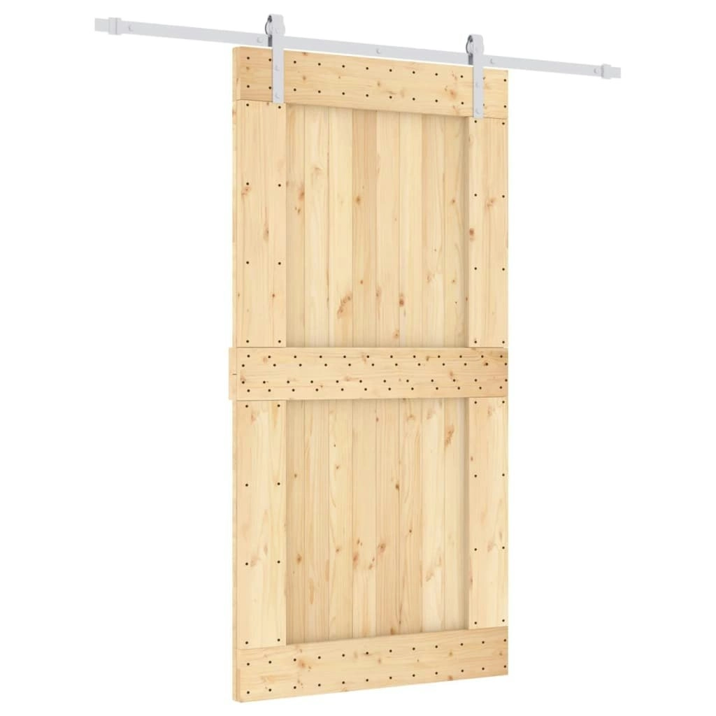 Sliding Door with Hardware Set 100x210 cm Solid Wood Pine 3203037