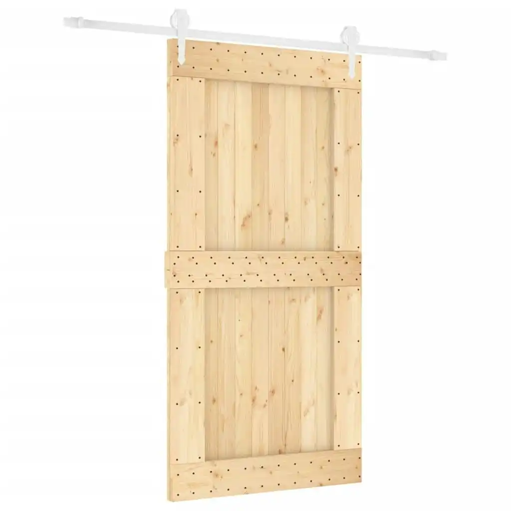 Sliding Door with Hardware Set 100x210 cm Solid Wood Pine 3203265