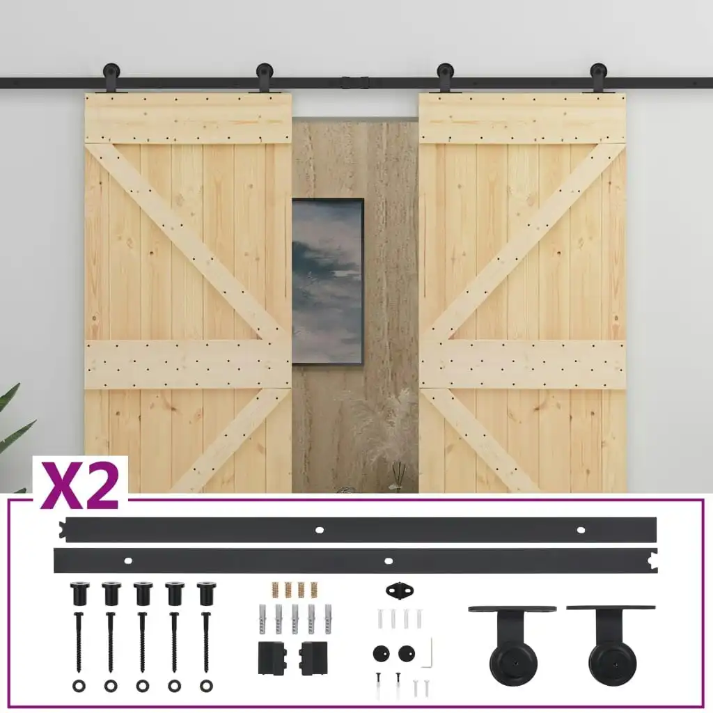 Sliding Door with Hardware Set 80x210 cm Solid Pine Wood 3057584