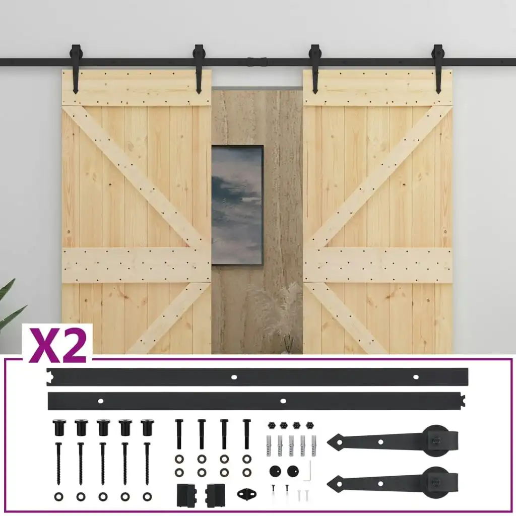 Sliding Door with Hardware Set 80x210 cm Solid Pine Wood 3057581