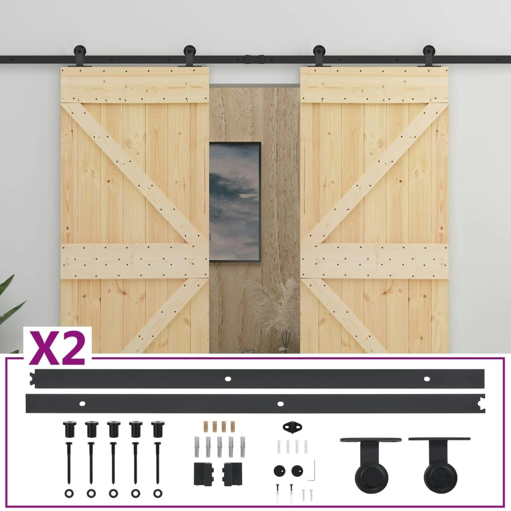 Sliding Door with Hardware Set 80x210 cm Solid Pine Wood 3057585