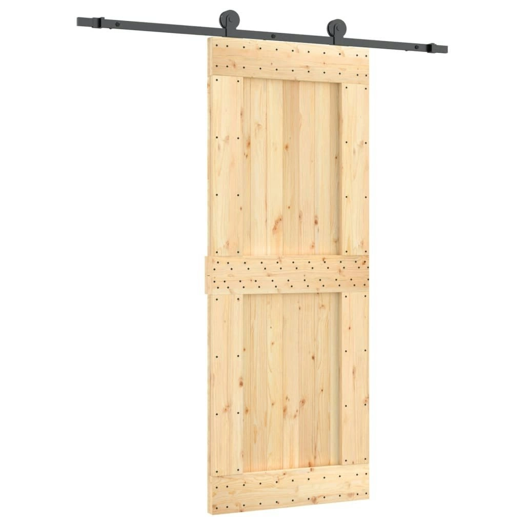 Sliding Door with Hardware Set 80x210 cm Solid Wood Pine 3203051