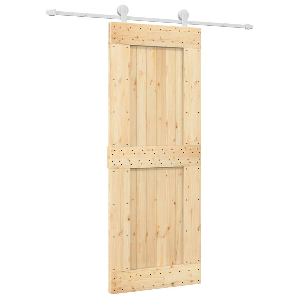 Sliding Door with Hardware Set 80x210 cm Solid Wood Pine 3203091