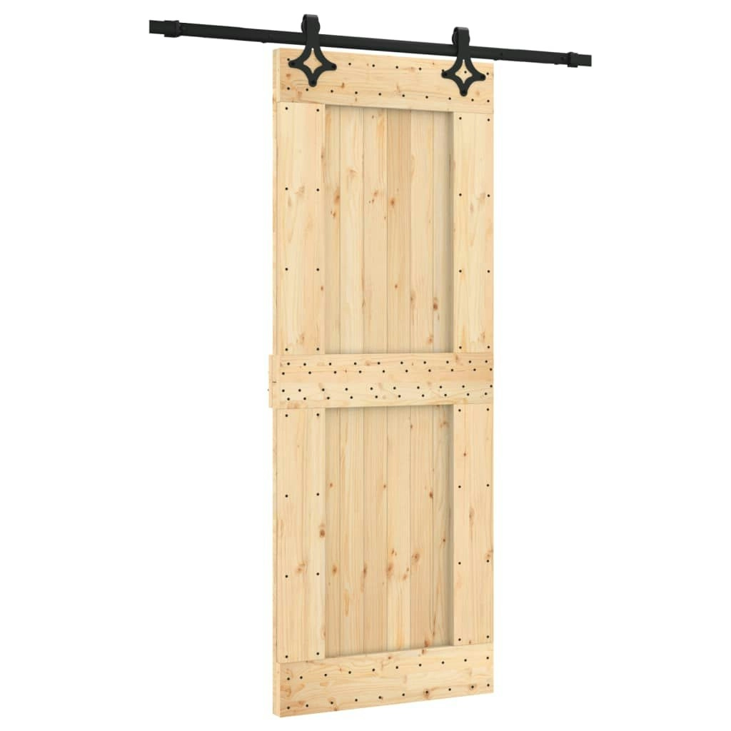 Sliding Door with Hardware Set 80x210 cm Solid Wood Pine 3203129