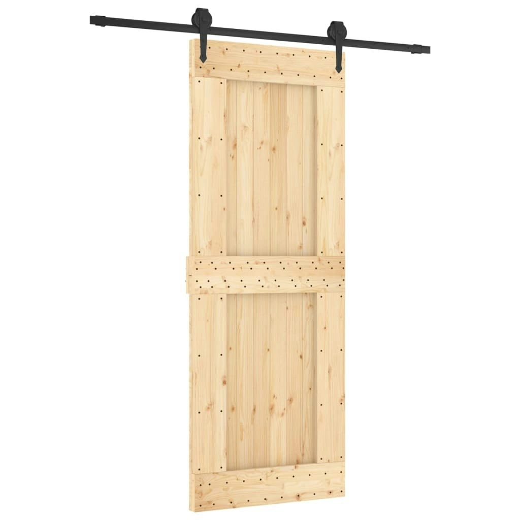 Sliding Door with Hardware Set 80x210 cm Solid Wood Pine 3203204