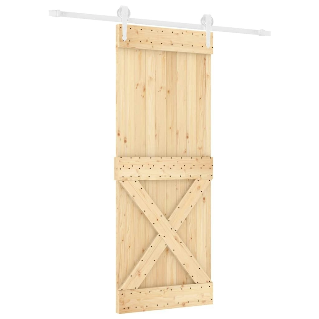 Sliding Door with Hardware Set 80x210 cm Solid Wood Pine 3203224