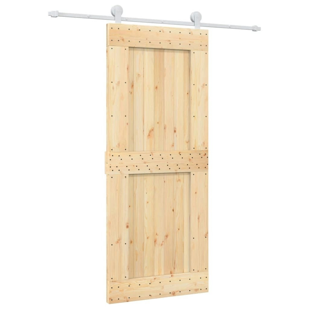 Sliding Door with Hardware Set 85x210 cm Solid Wood Pine 3203092