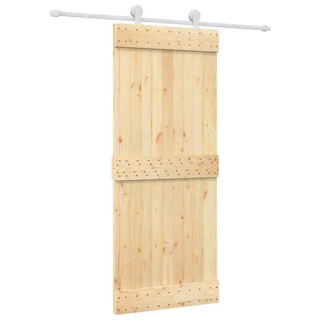 Sliding Door with Hardware Set 85x210 cm Solid Wood Pine 3203088