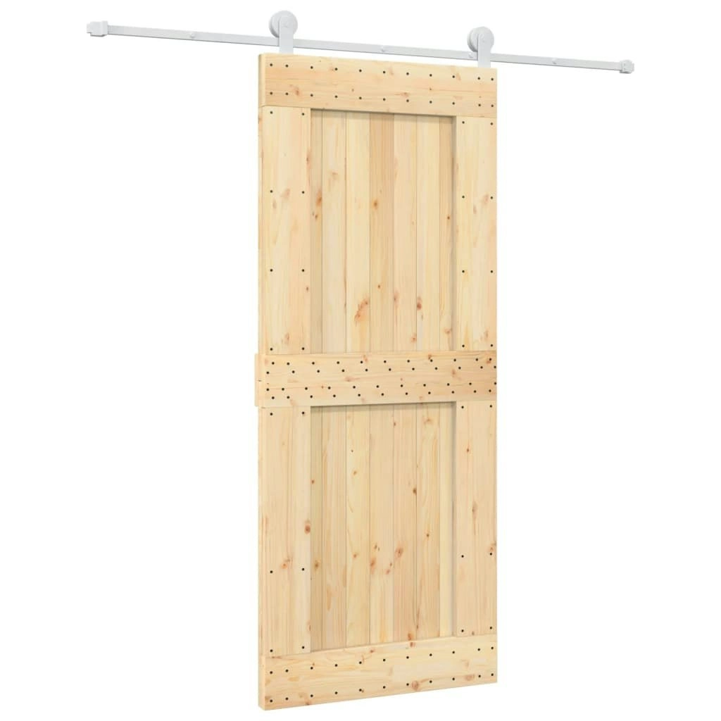 Sliding Door with Hardware Set 85x210 cm Solid Wood Pine 3203112