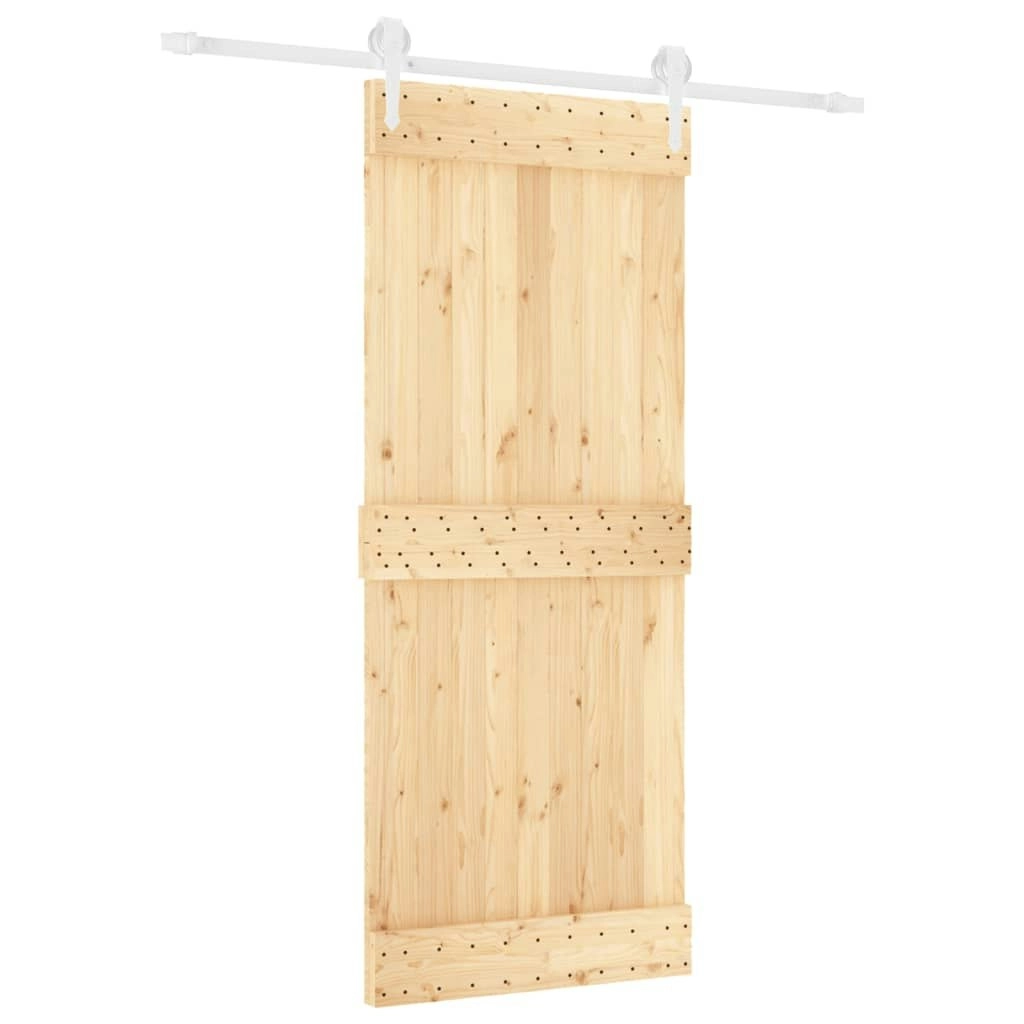 Sliding Door with Hardware Set 85x210 cm Solid Wood Pine 3203217