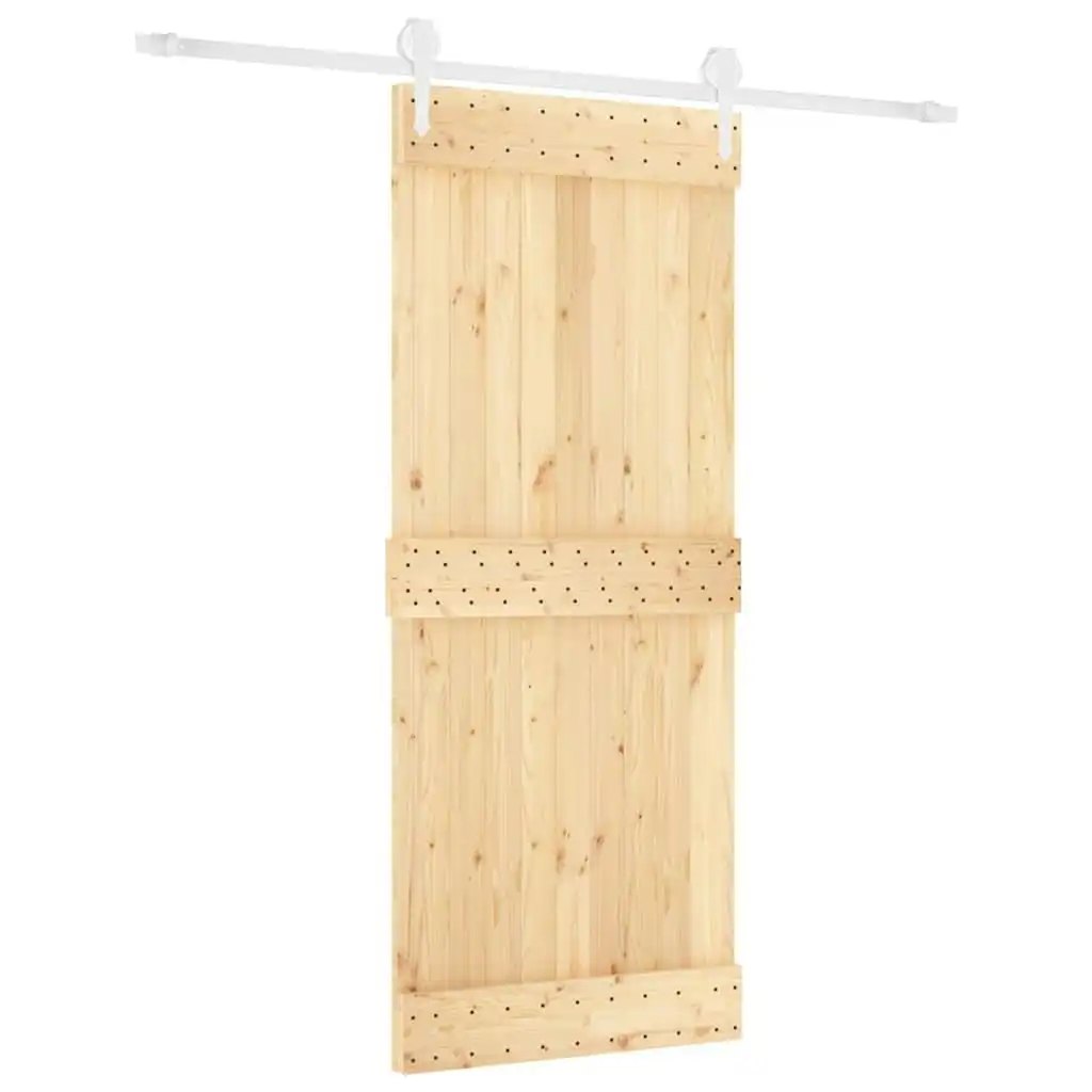 Sliding Door with Hardware Set 85x210 cm Solid Wood Pine 3203256