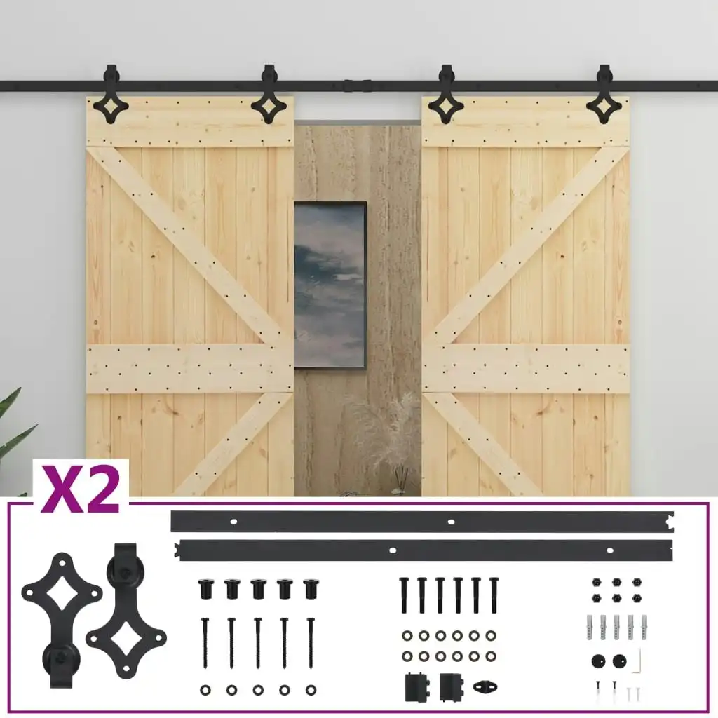 Sliding Door with Hardware Set 90x210 cm Solid Pine Wood 3057590