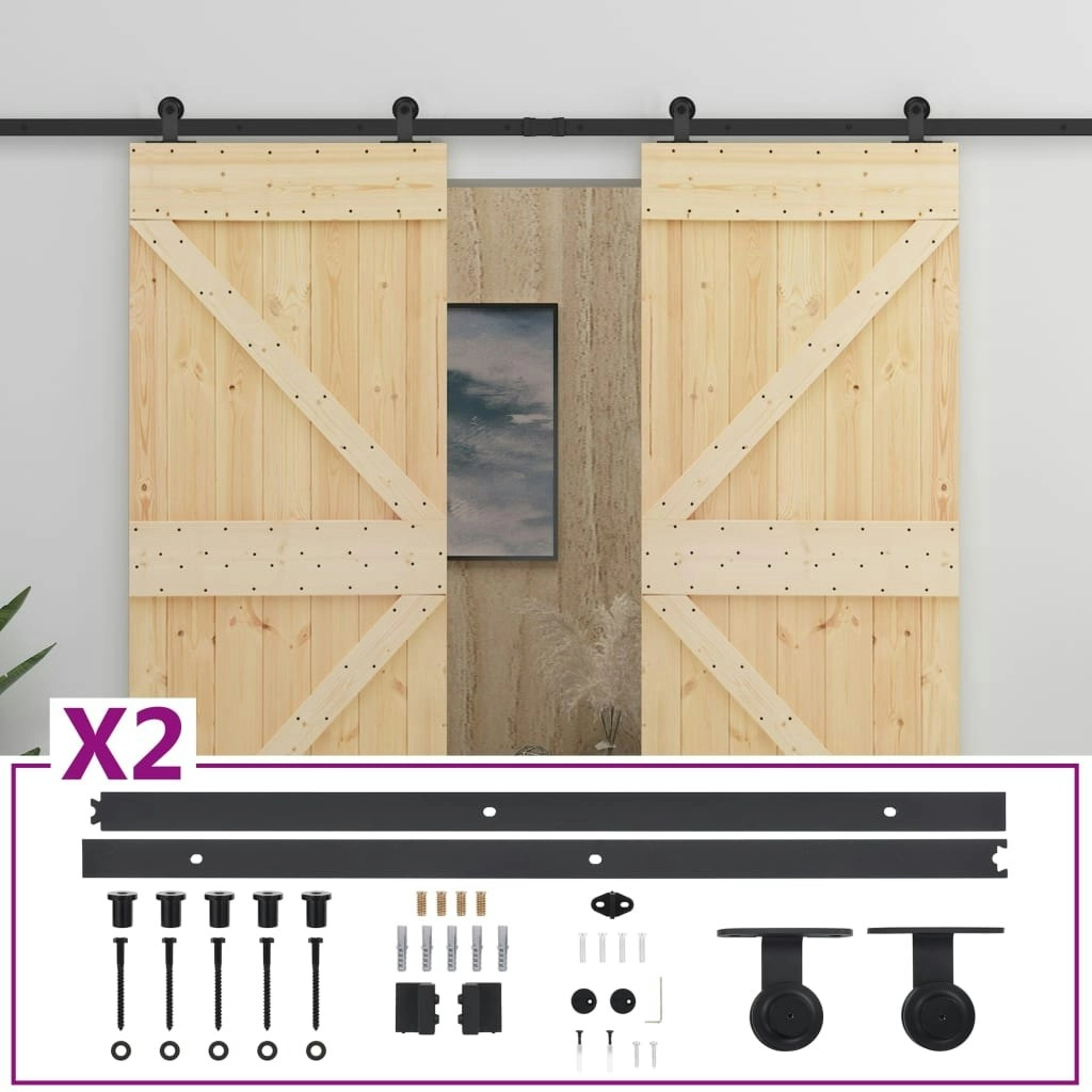 Sliding Door with Hardware Set 90x210 cm Solid Pine Wood 3057592