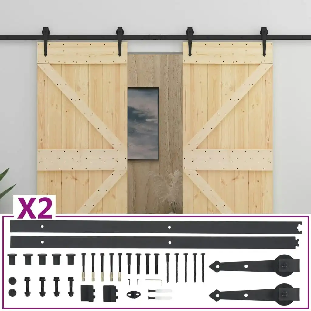 Sliding Door with Hardware Set 90x210 cm Solid Pine Wood 3057595