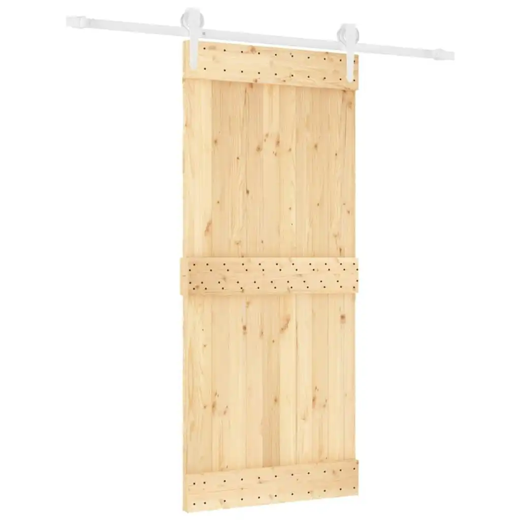 Sliding Door with Hardware Set 90x210 cm Solid Wood Pine 3203218