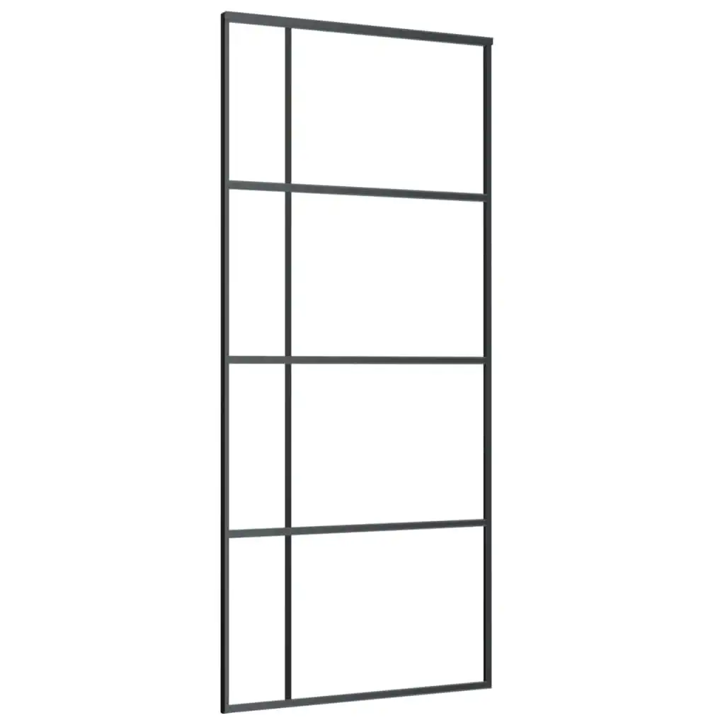 Sliding Door Frosted ESG Glass and Aluminium 90x205 cm Black 151683