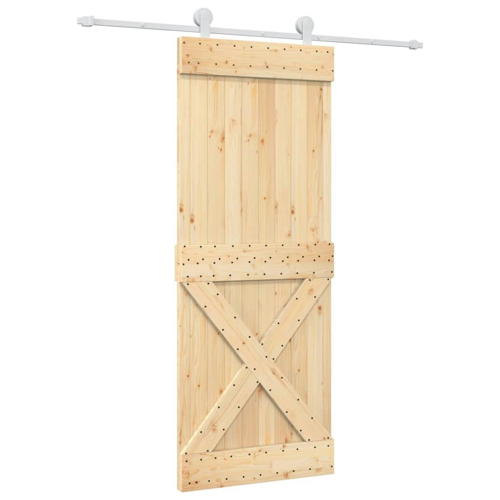 Sliding Door with Hardware Set 80x210 cm Solid Wood Pine 3203095