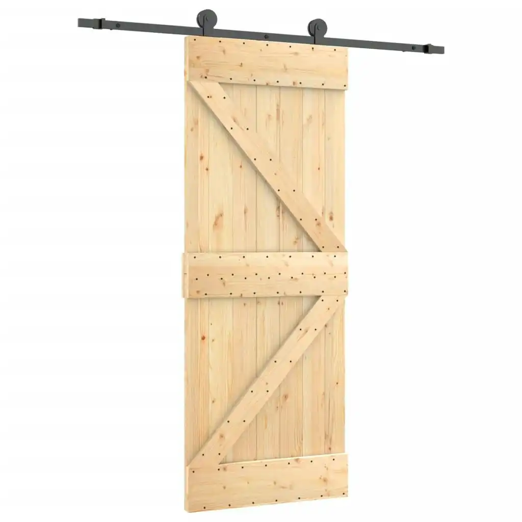 Sliding Door with Hardware Set 85x210 cm Solid Wood Pine 3203045