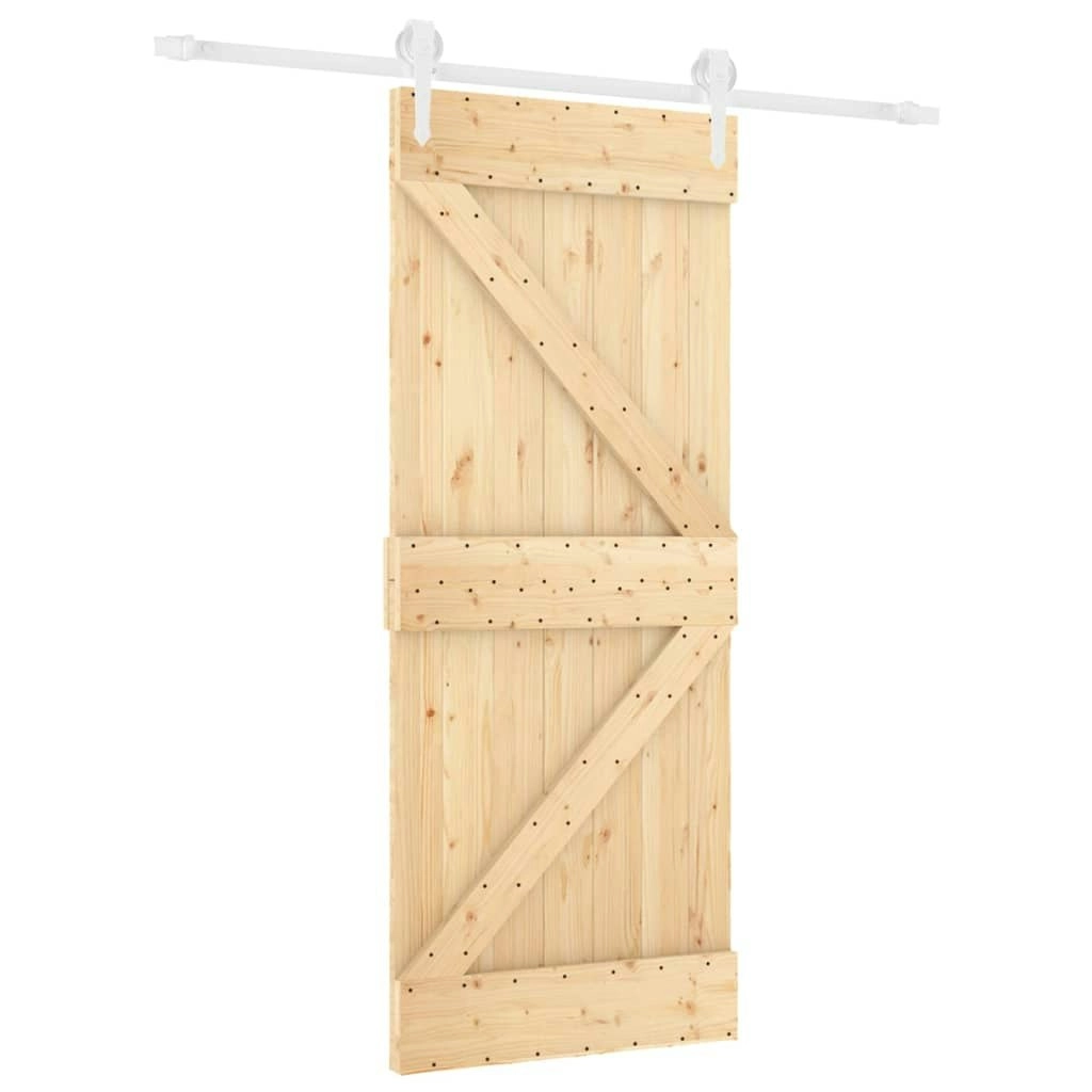 Sliding Door with Hardware Set 85x210 cm Solid Wood Pine 3203212