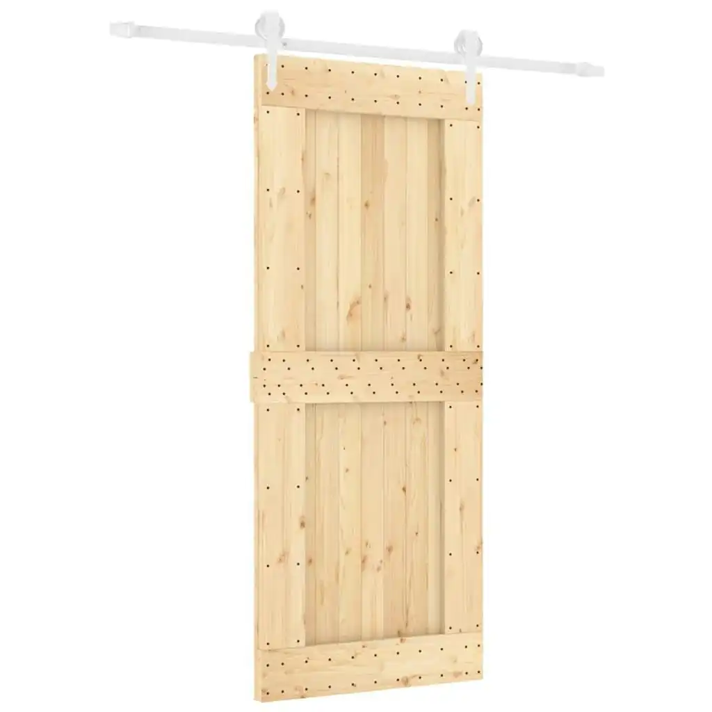 Sliding Door with Hardware Set 85x210 cm Solid Wood Pine 3203221