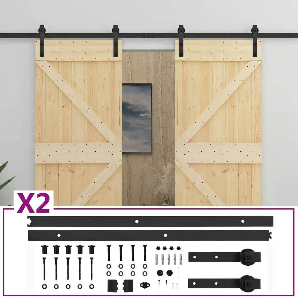 Sliding Door with Hardware Set 90x210 cm Solid Pine Wood 3057594